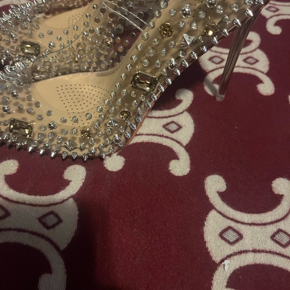 Azalea Wang Clear Heels with Silver and Gold Studs - Picture 2 of 8